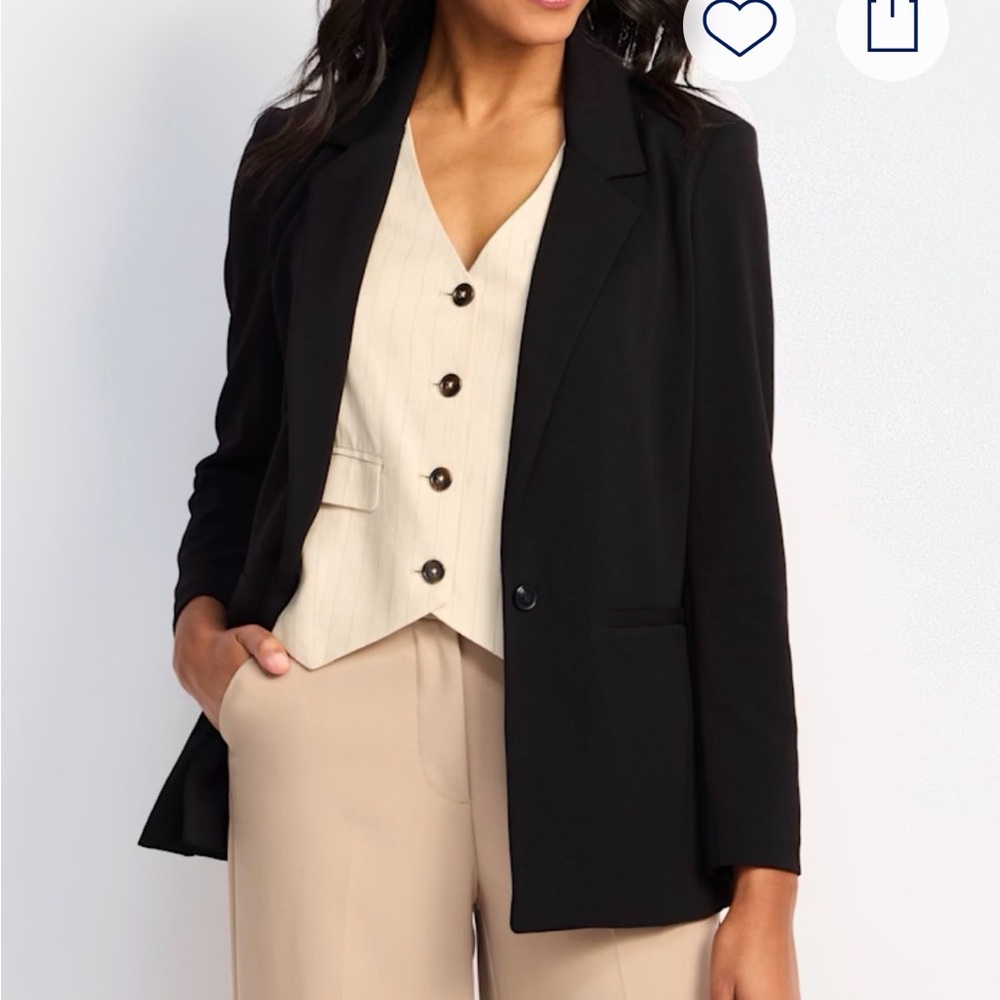 Ellie Scuba Blazer - Black - Single-Button